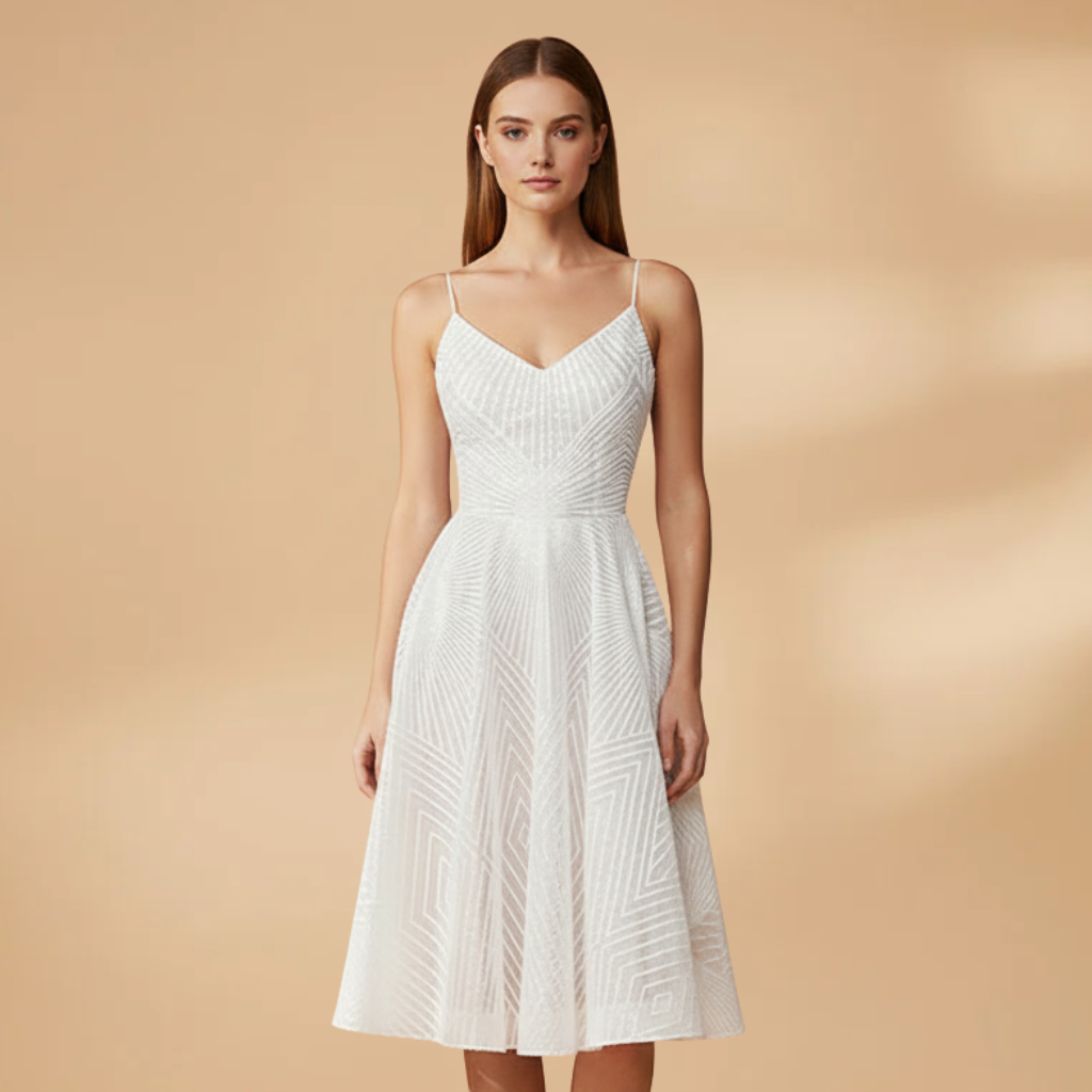 Eloise Fairweather | Red Textured Cocktail Dress With Open Back