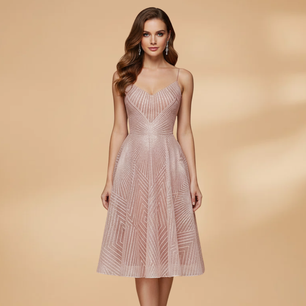 Eloise Fairweather | Red Textured Cocktail Dress With Open Back