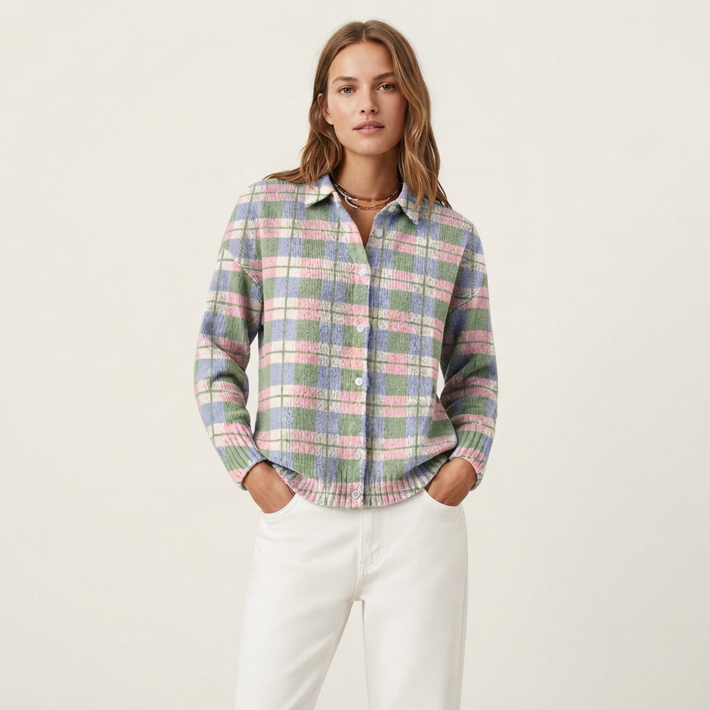 Eliza Pennington | Pastel Check Knit Blouse