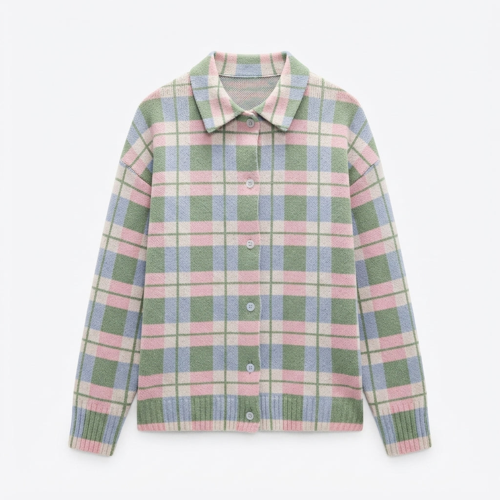 Eliza Pennington | Pastel Check Knit Blouse