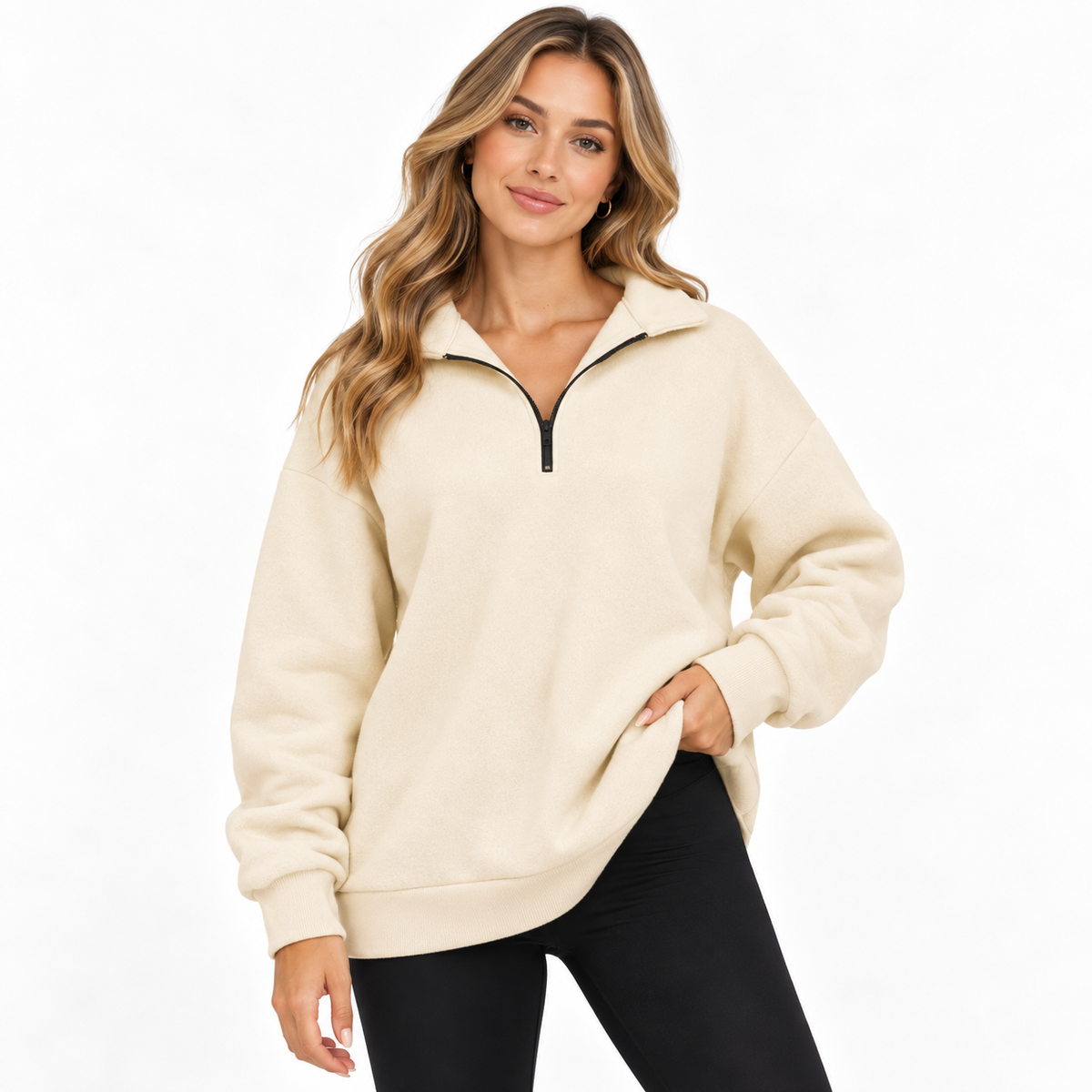 Eliza Sutcliffe | Blue Oversized Zip Collar Sweatshirt