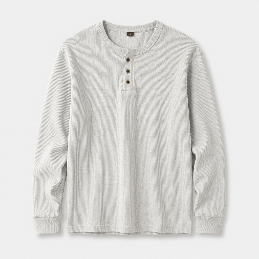 Ellis Turner | Ribbed Henley Neck Long Sleeve Shirt