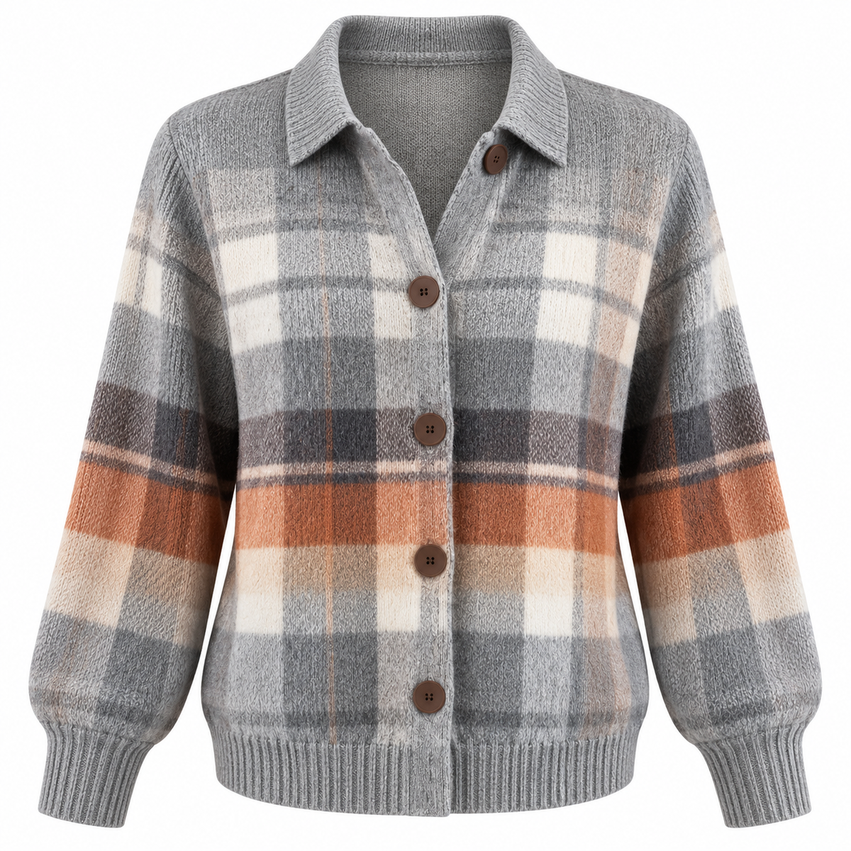 Elspeth Doran | Checked Knit Blouse With Button Detail