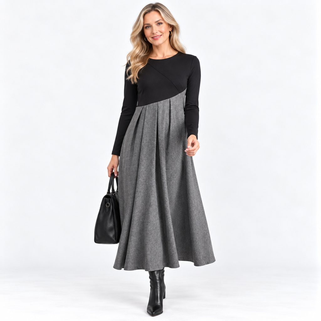 Emmeline Cross | Wool-Blend Colour-Block Maxi Dress
