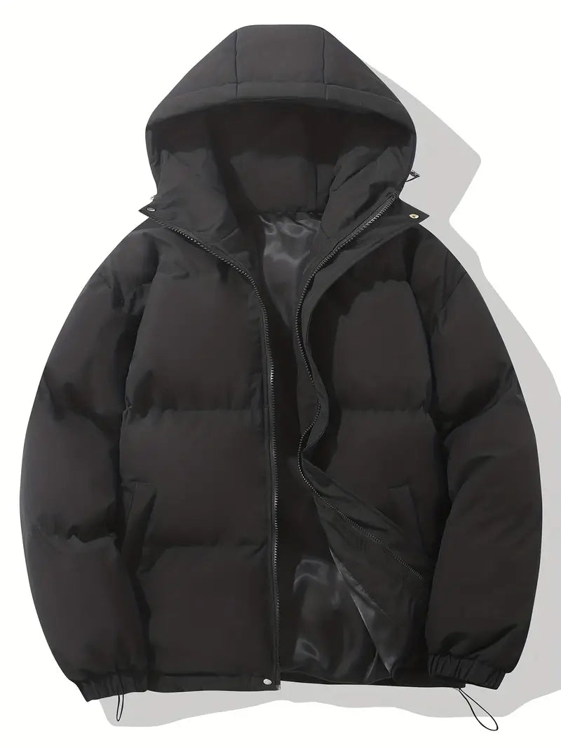 Women's Quilted Hooded Padded Winter Jacket - Black
