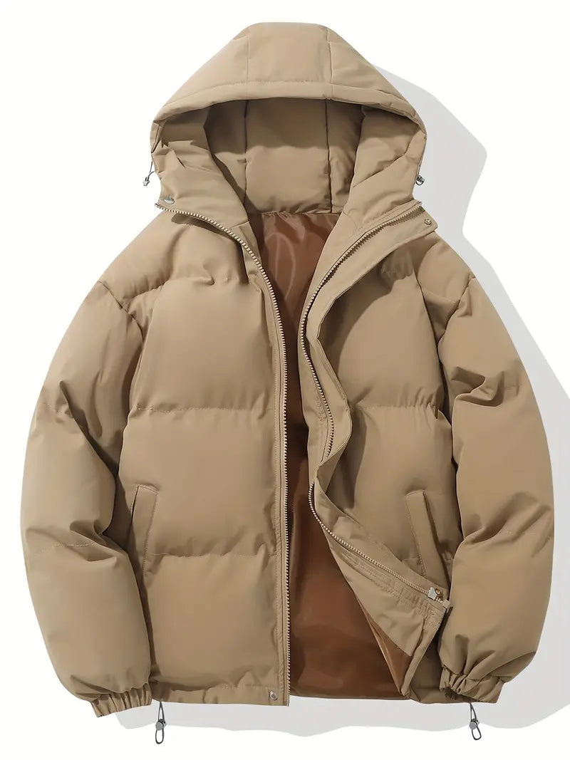 Women's Quilted Hooded Padded Winter Jacket - Khaki
