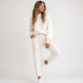 Felicity Ashworth | Cream Ribbed Knit Two-Piece Loungewear Set