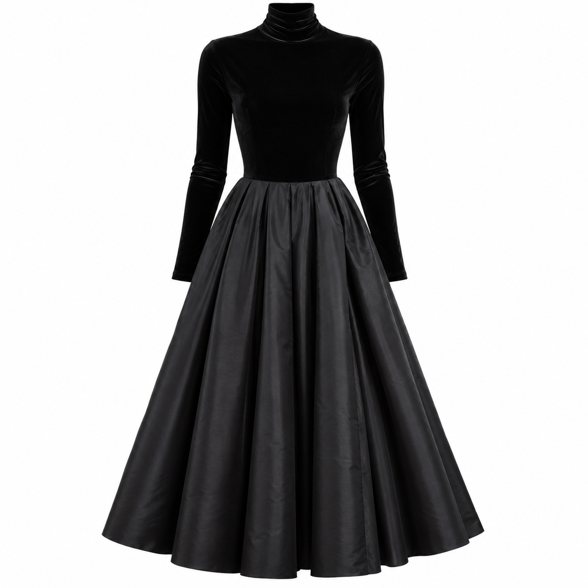 Felicity Hawthorne | Black Velvet Formal Dress With Satin Skirt