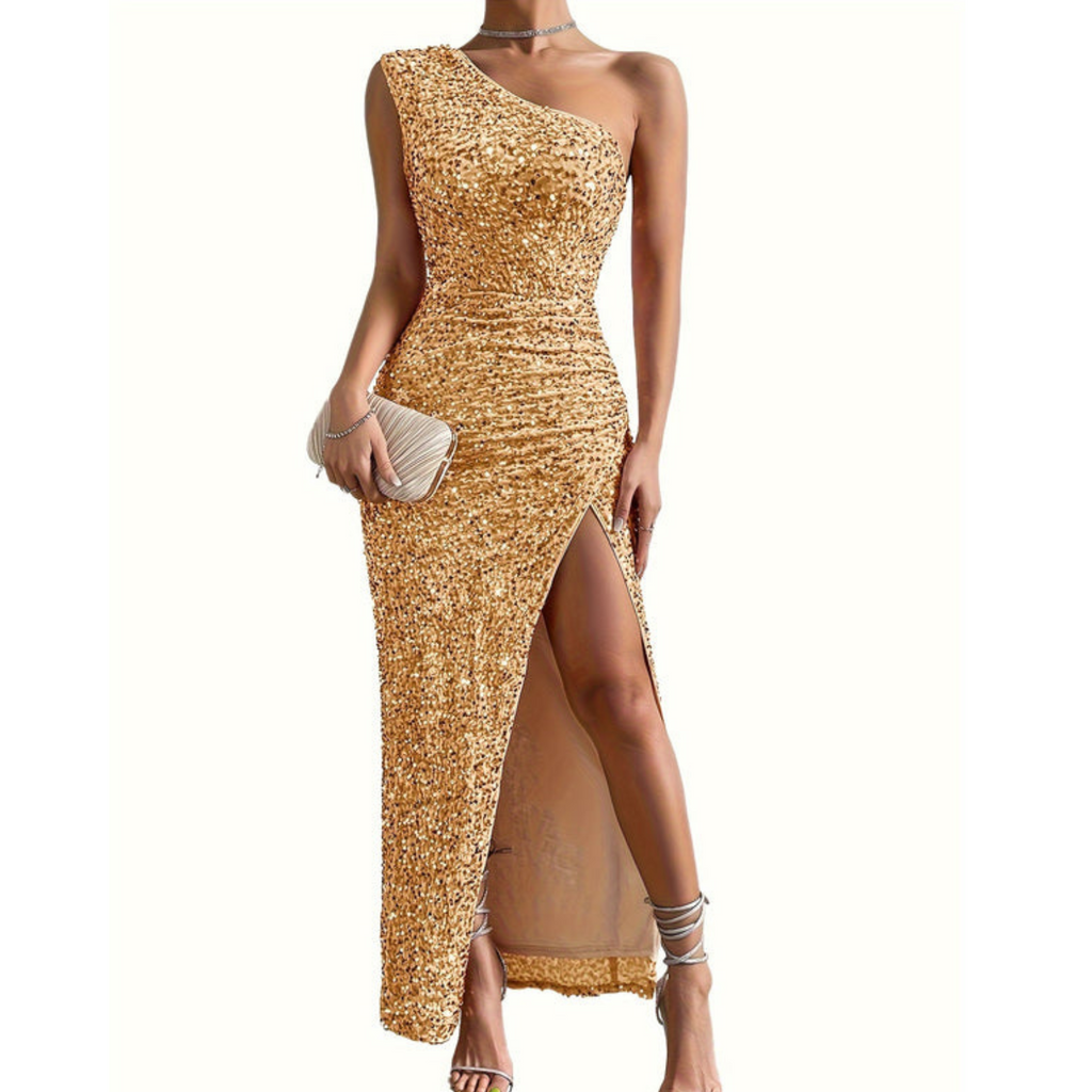 Isabella Moreau | Luxury One-Shoulder Sequin Maxi Dress For Women
