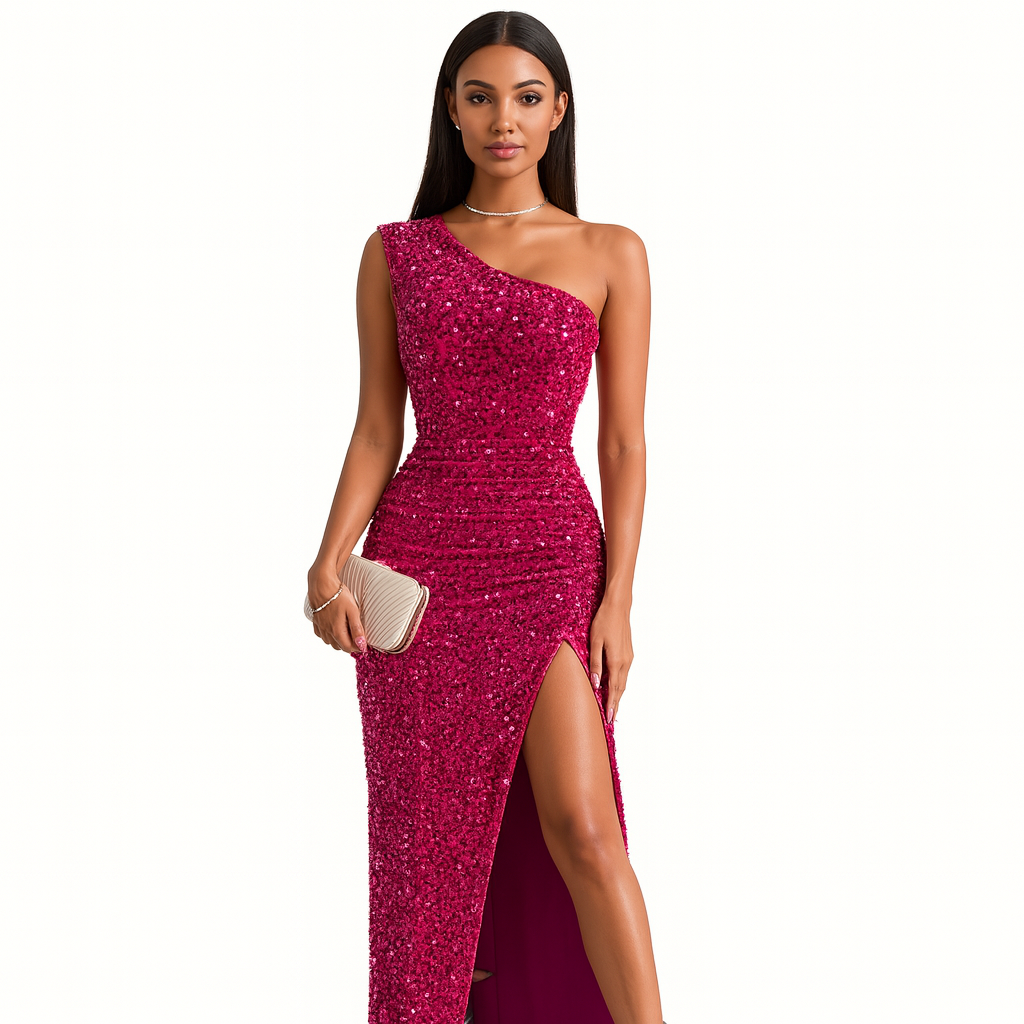 Isabella Moreau | Luxury One-Shoulder Sequin Maxi Dress For Women