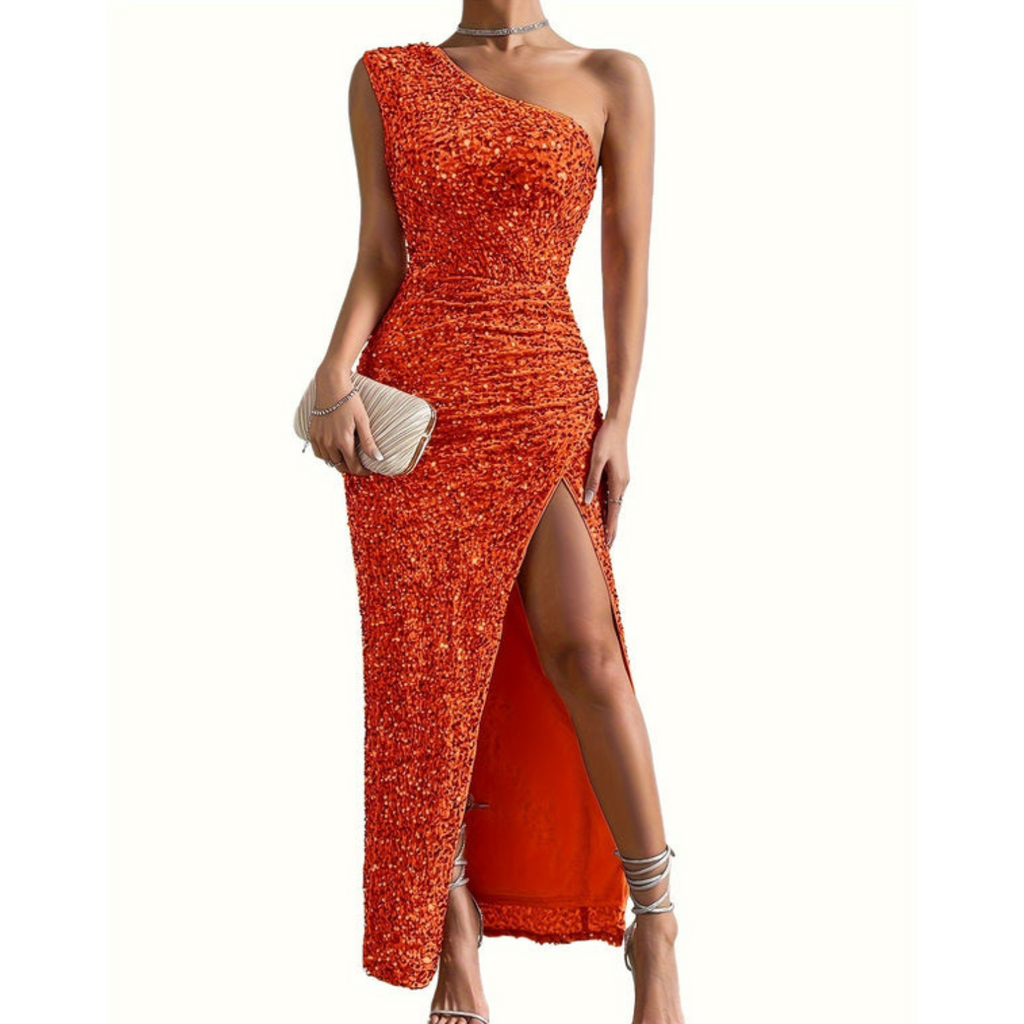 Isabella Moreau | Luxury One-Shoulder Sequin Maxi Dress For Women