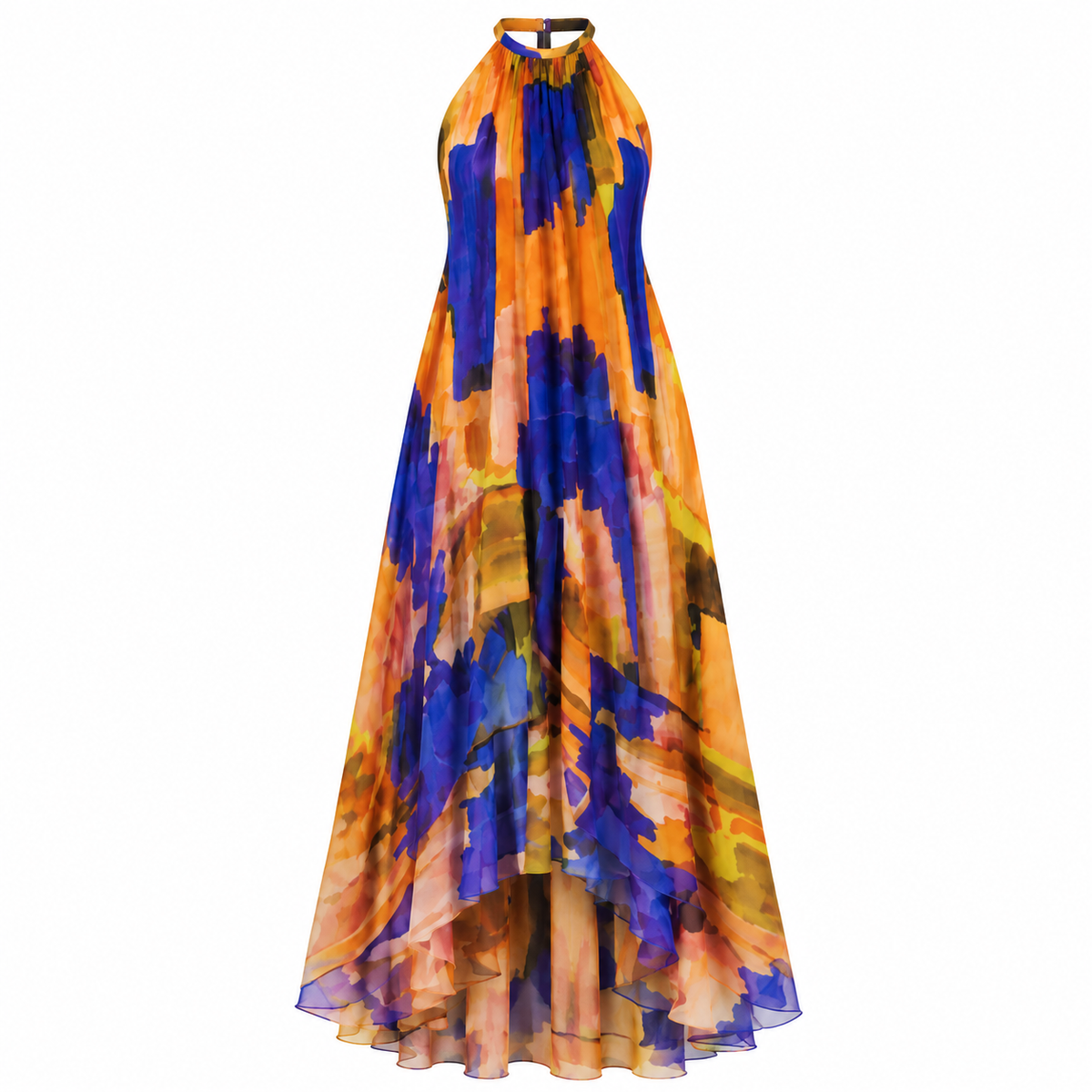 Florence Attwood | Abstract Print Halter Maxi Dress