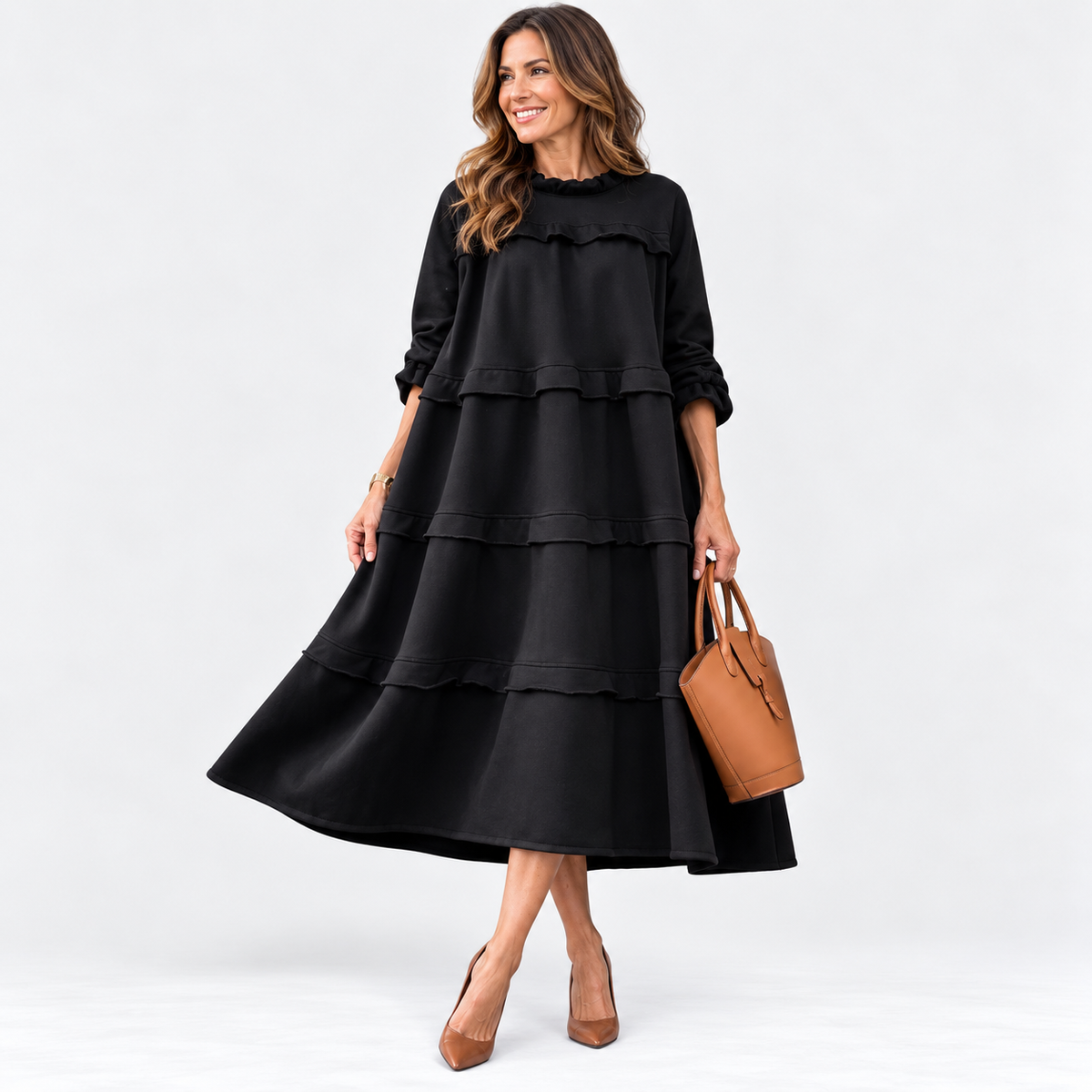 Freya Sutton | Ruffled Maxi Dress With Long Sleeves