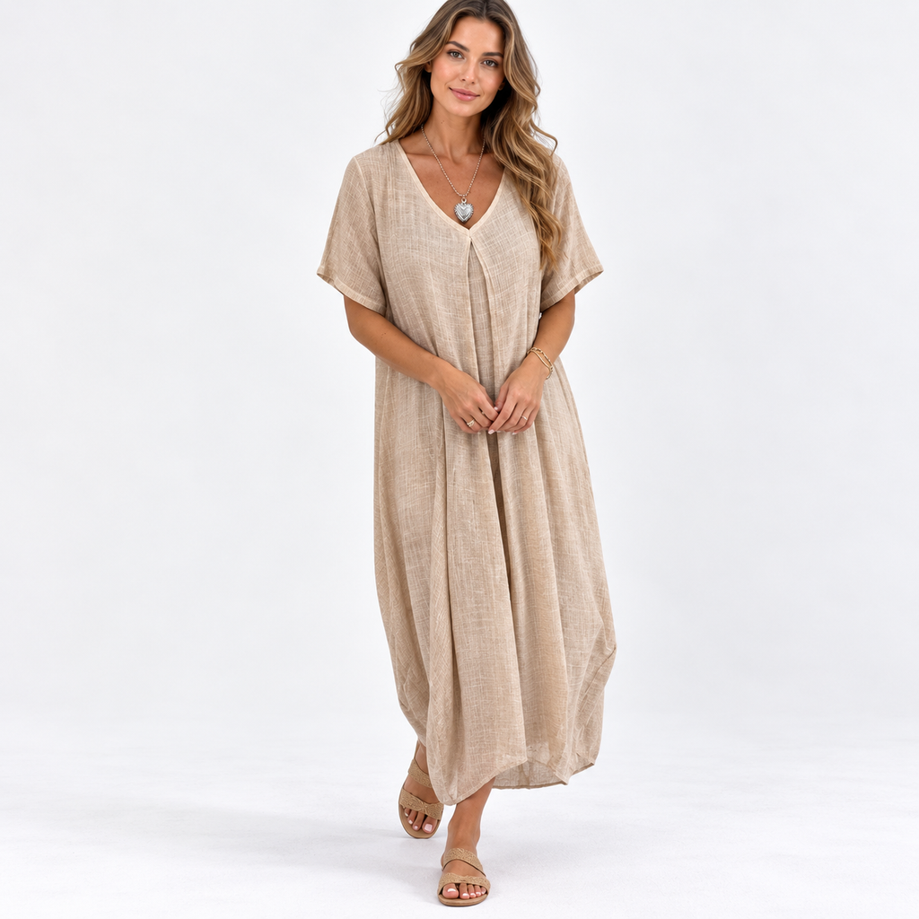 Genevieve Marchmont | Grey V-Neck Maxi Dress