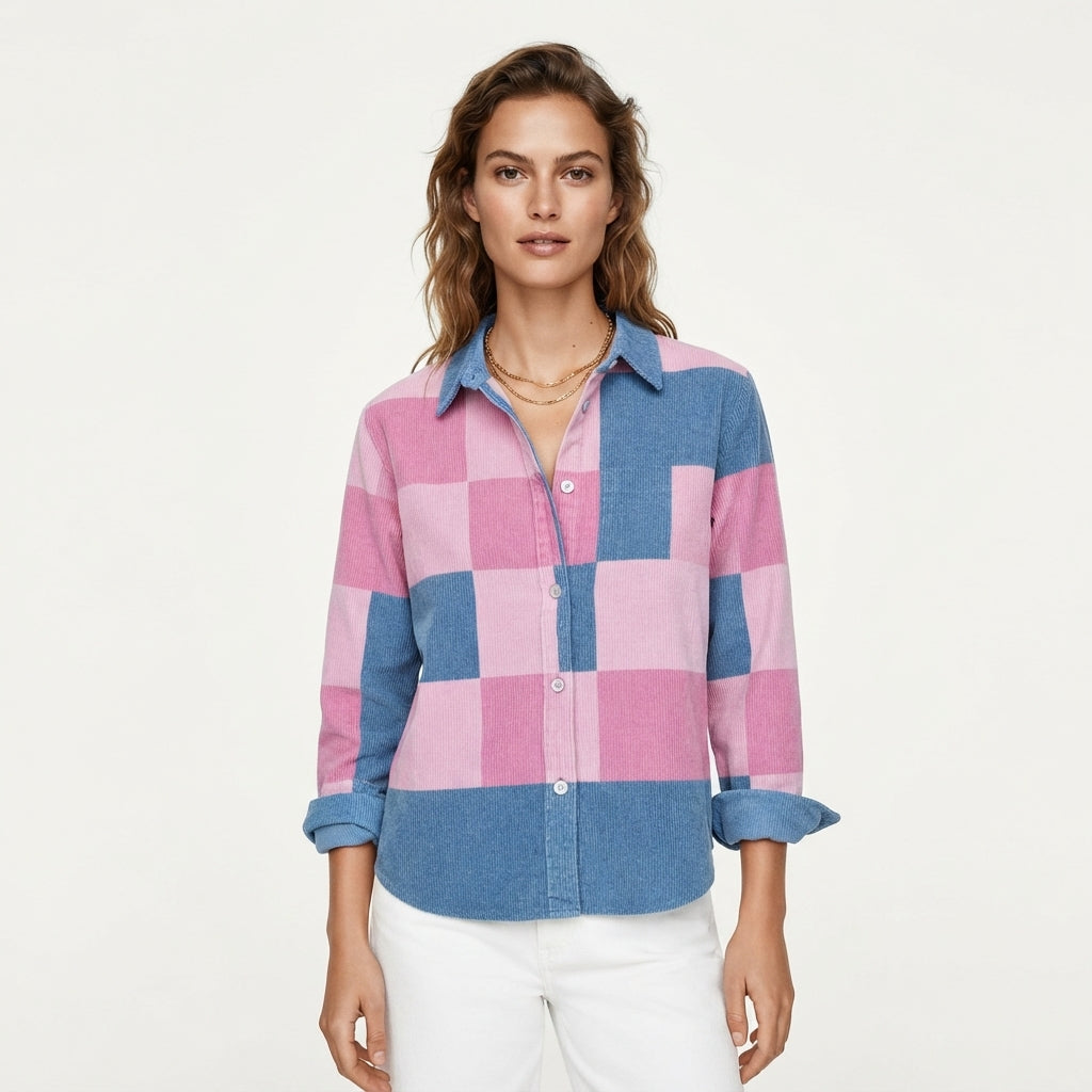 Genevieve Marlowe | Colour-Block Knitted Blouse With Contrast Collar