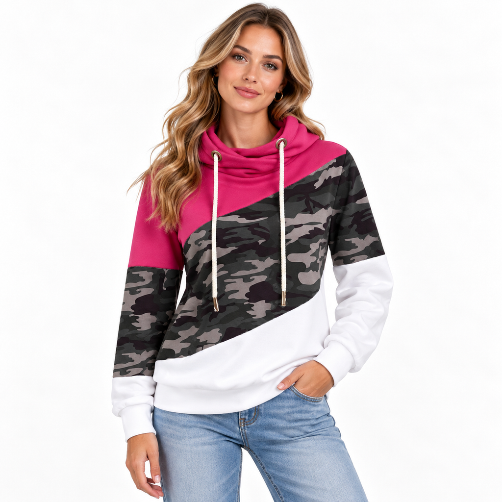 Georgina Merrick | Cowl Neck Camouflage Hoodie