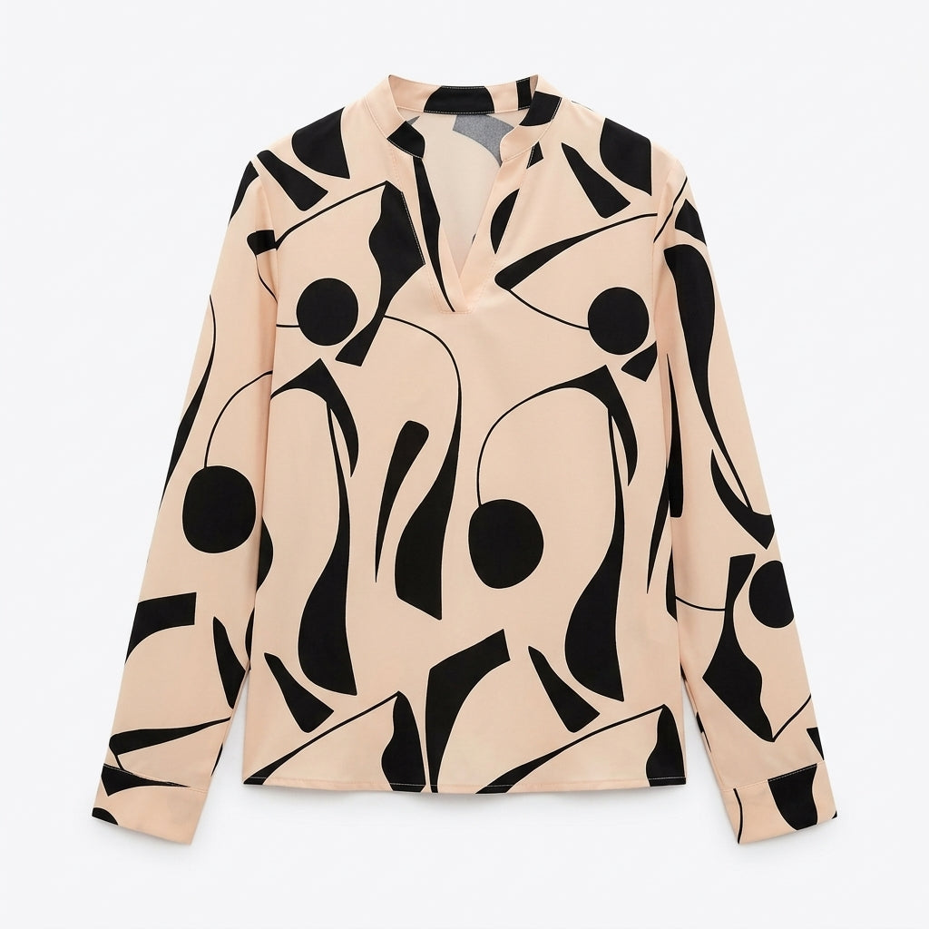 Eleanor Fenshaw | Abstract Print V-Neck Blouse