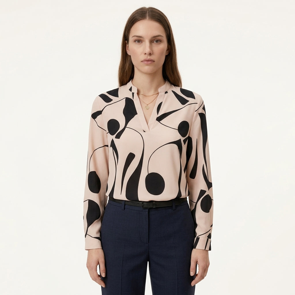 Eleanor Fenshaw | Abstract Print V-Neck Blouse