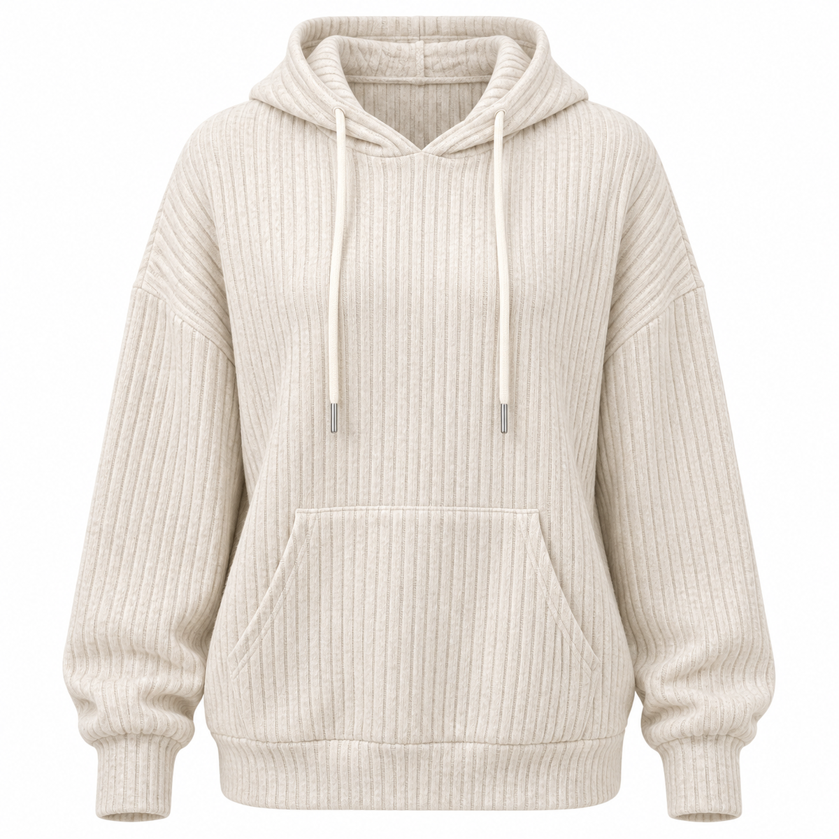 Georgina Pike | Sage Green Ribbed Knit Hoodie For Women