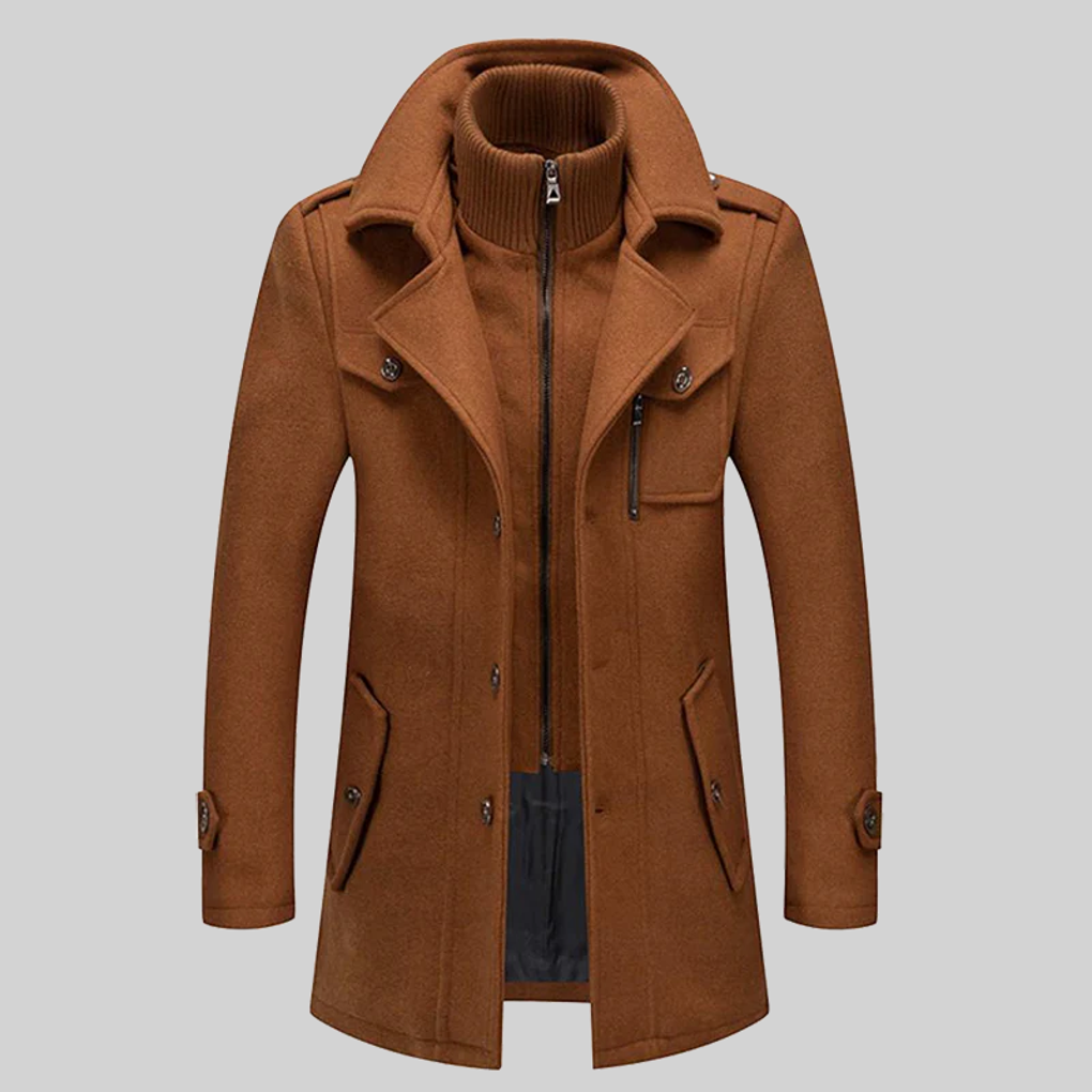 Miles Sinclair | Wool-Blend Mens Coat with High Collar