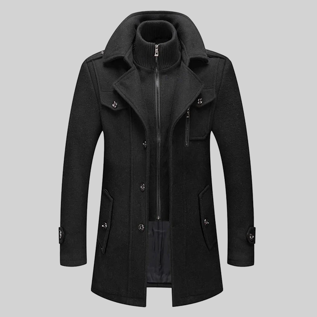 Miles Sinclair | Wool-Blend Mens Coat with High Collar