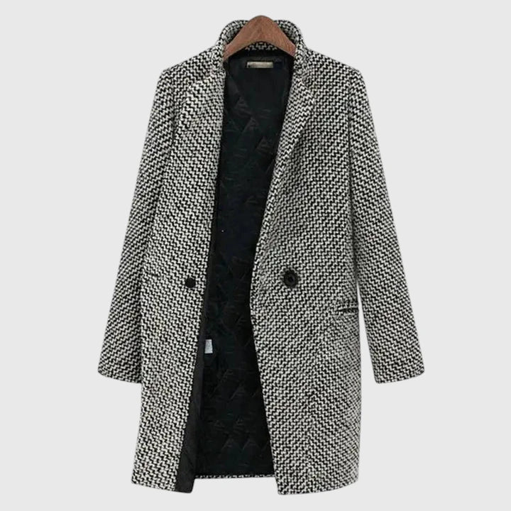 Women's Long Houndstooth Winter Coat