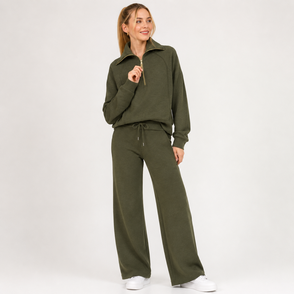 Harriet Griffiths | Half-Zip Hoodie & Wide-Leg Trousers Co-ord Set