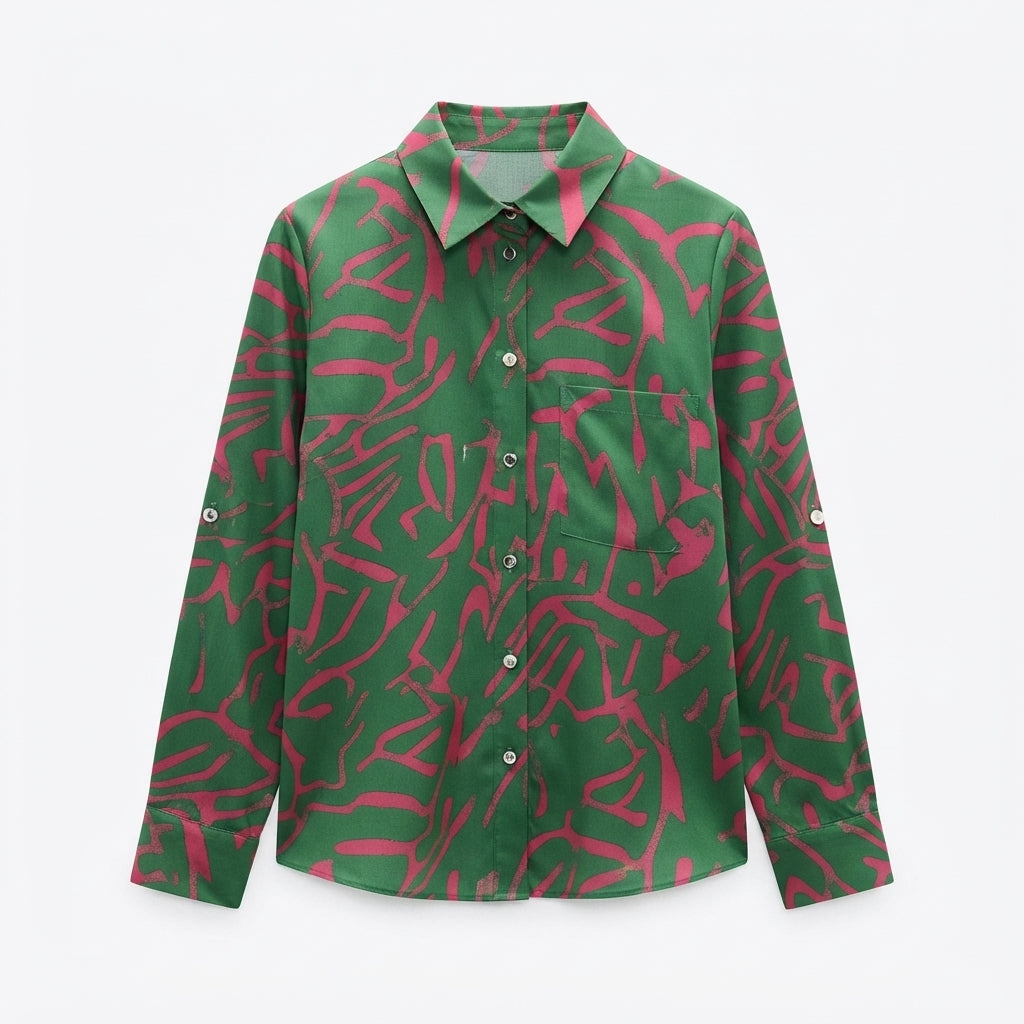 Harriet Osborne | Long-Sleeve Geometric Print Blouse
