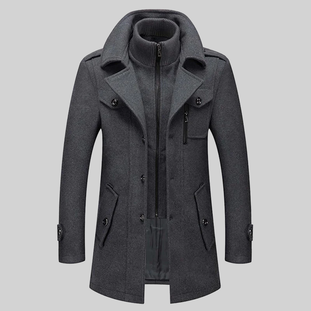 Miles Sinclair | Wool-Blend Mens Coat with High Collar