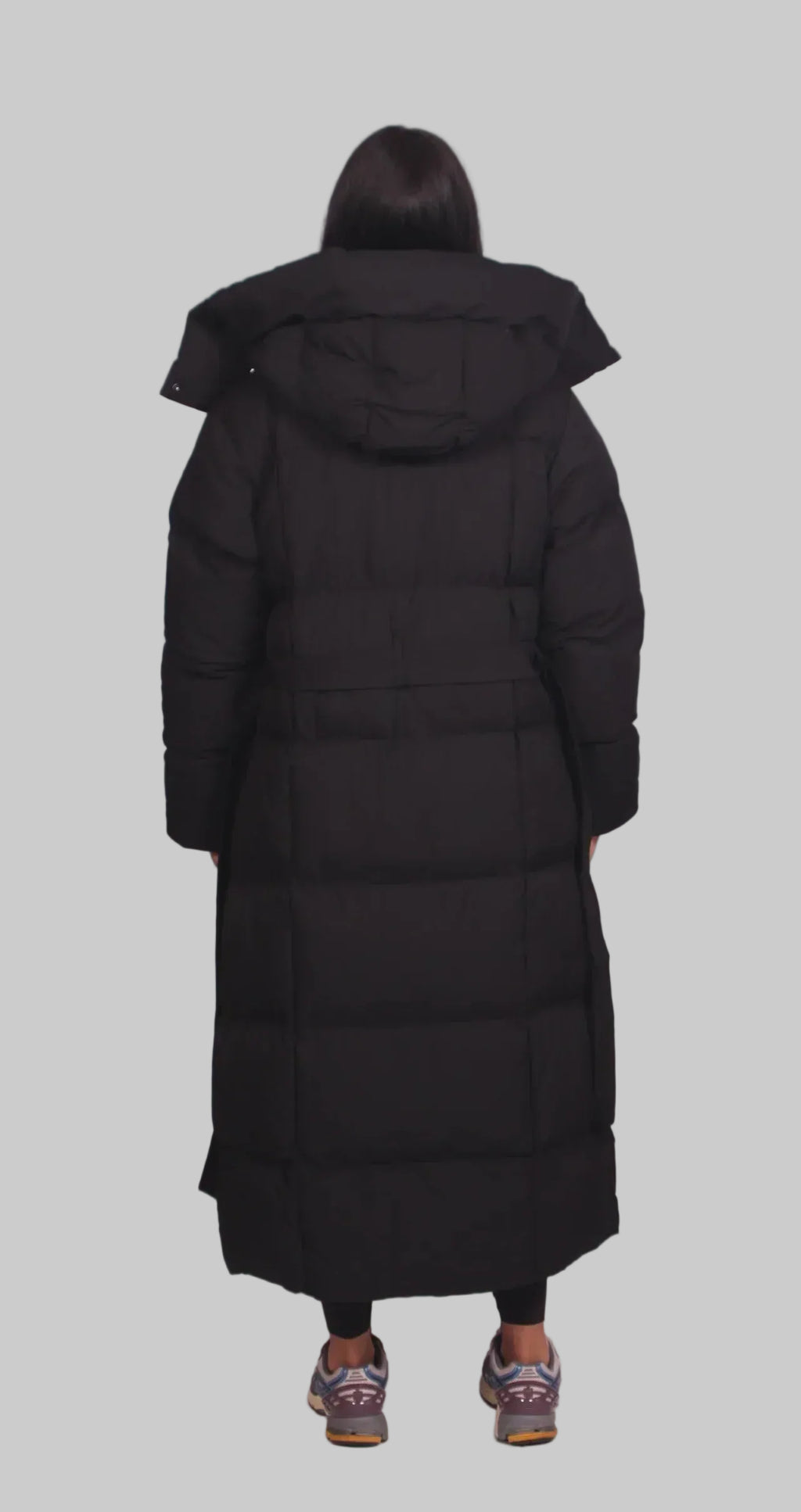 Women's Long Belted Hooded Puffer Coat