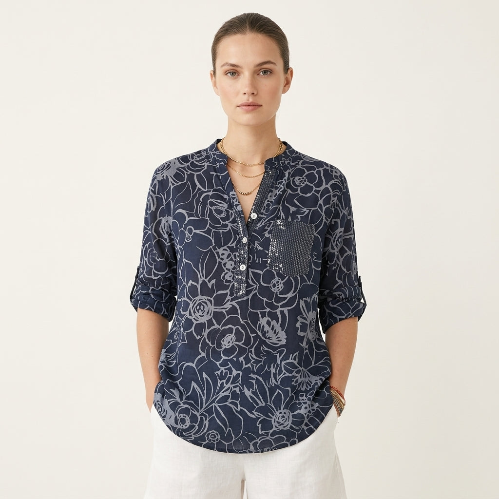 Imogen Sutcliffe | Floral Print Blouse With Roll-Up Sleeves