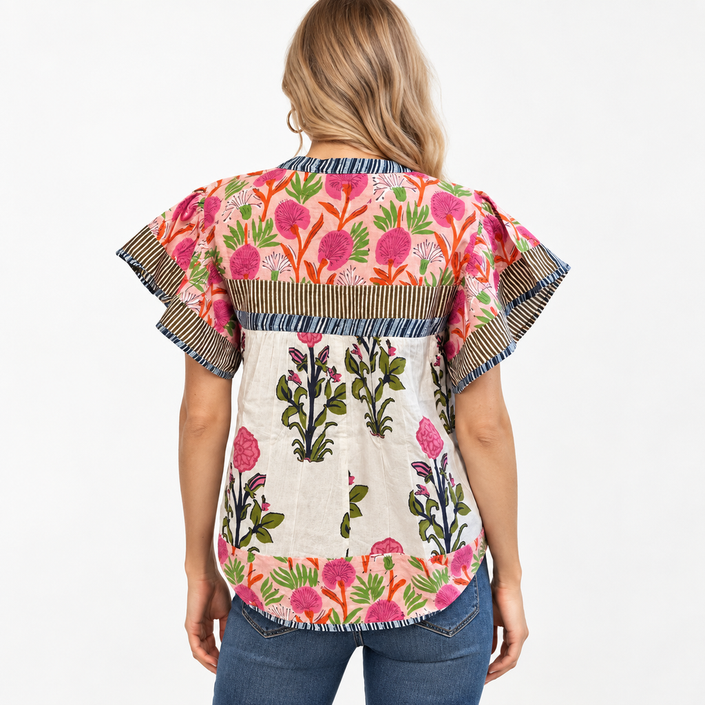 Imogen Whitlock | Patchwork Floral Blouse With Embroidered Trim