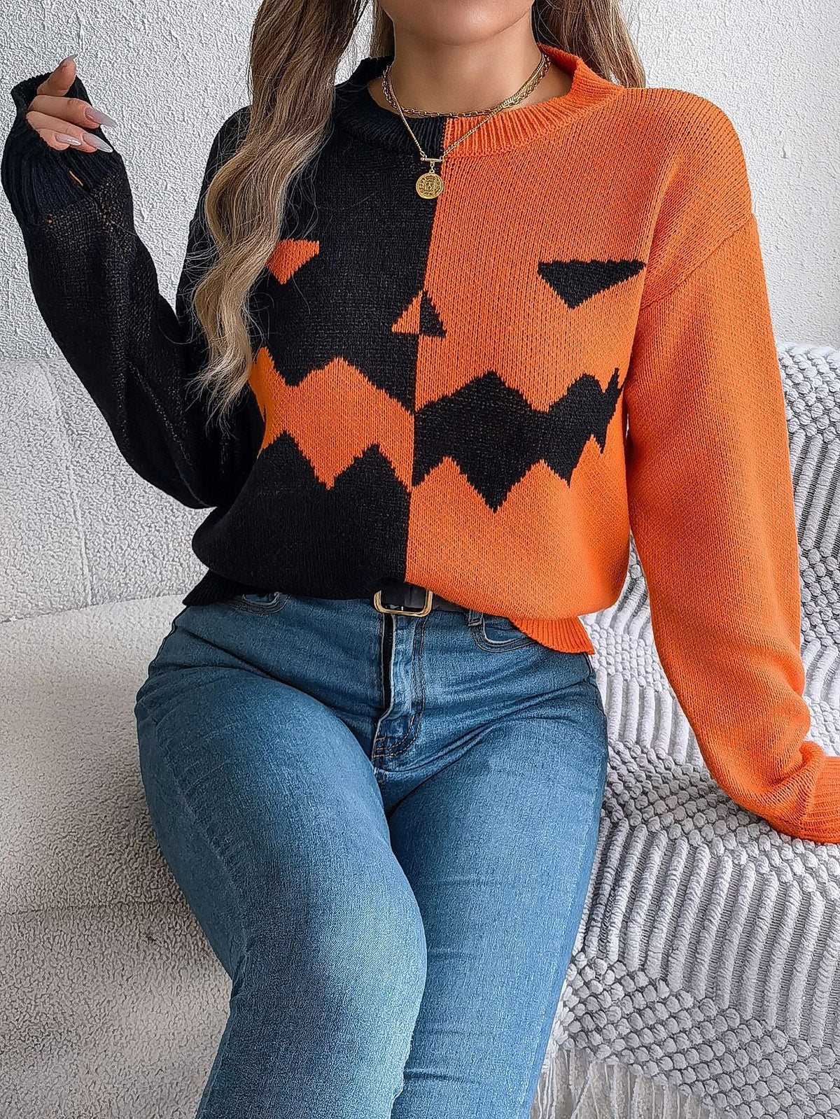 Edith Marlowe | Halloween Jack-o'-Lantern Sweater For Women