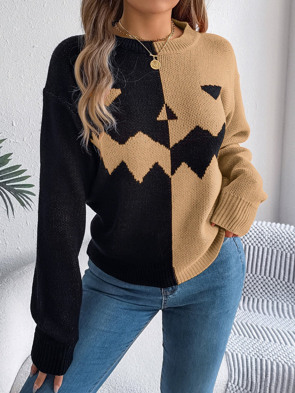 Edith Marlowe | Halloween Jack-o'-Lantern Sweater For Women