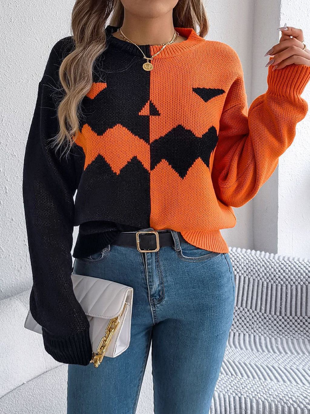 Edith Marlowe | Halloween Jack-o'-Lantern Sweater For Women
