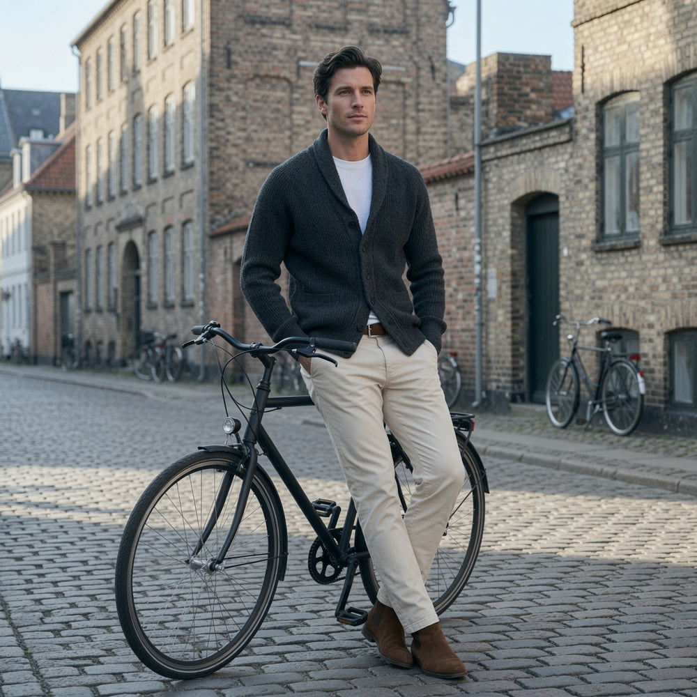 Men's Shawl Collar Button-Up Knit Cardigan