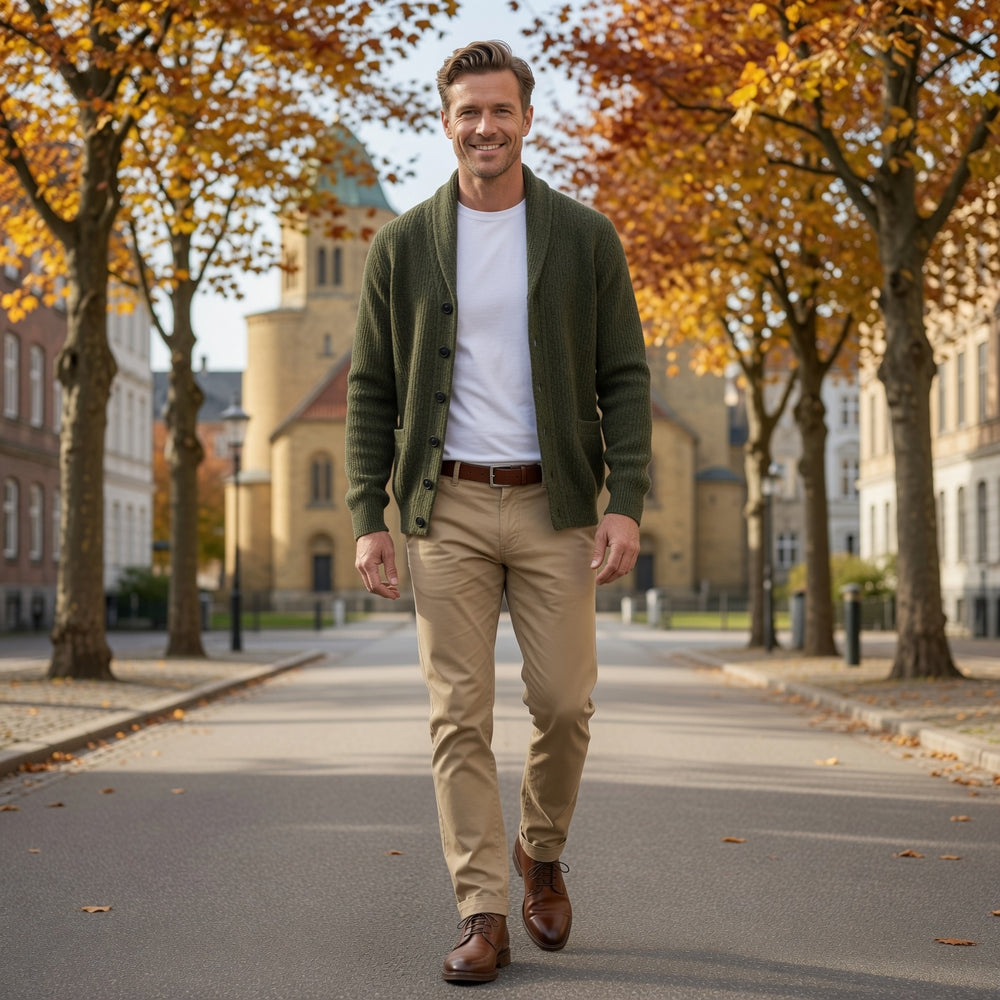 Men's Shawl Collar Button-Up Knit Cardigan