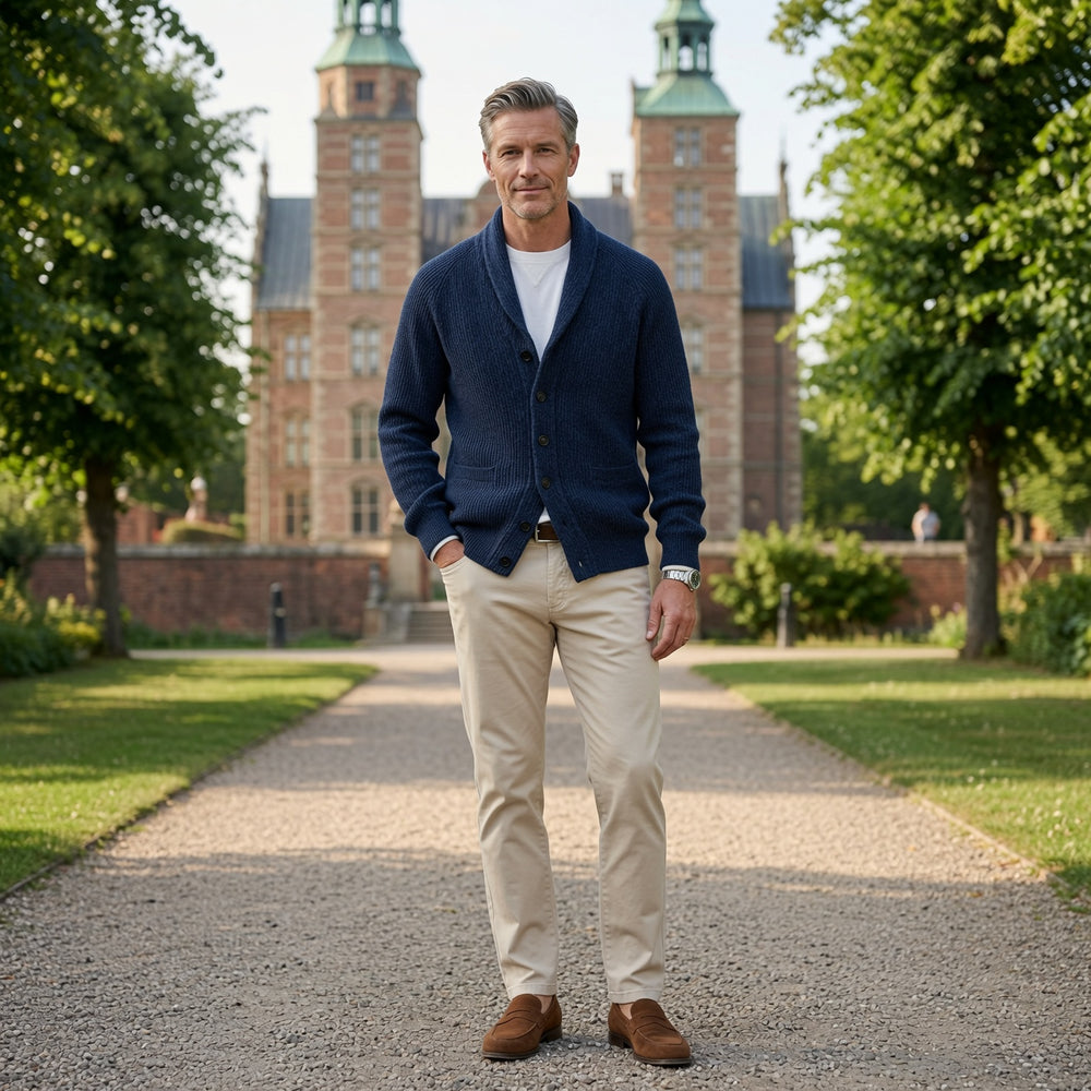 Men's Shawl Collar Button-Up Knit Cardigan