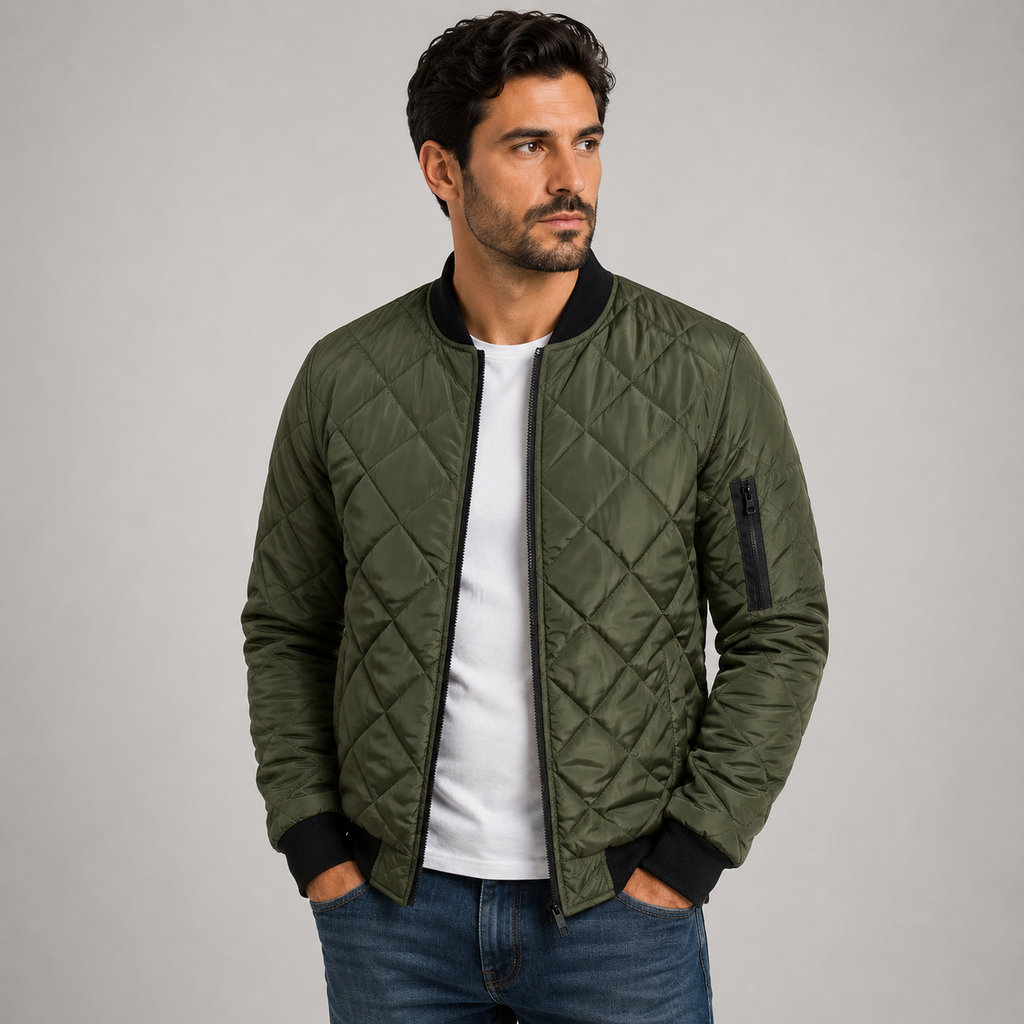 Jasper Morris | Quilted Stand Collar Puffer Jacket for Men