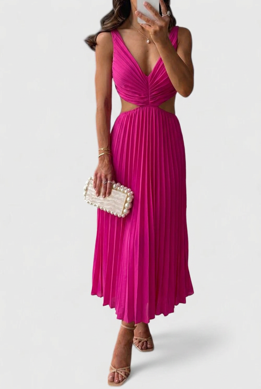 Marina Fletcher | Pleated Cutout Maxi Dress