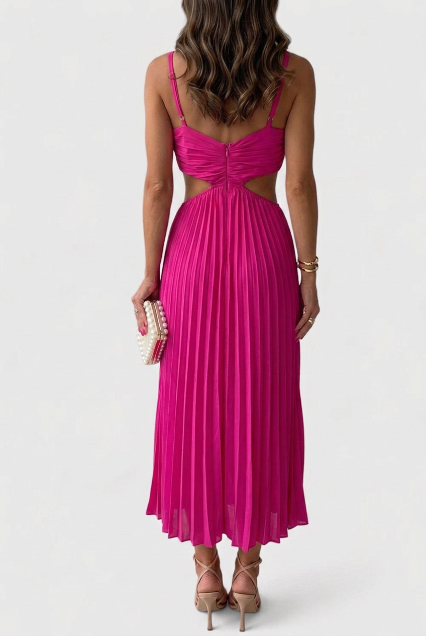 Marina Fletcher | Pleated Cutout Maxi Dress