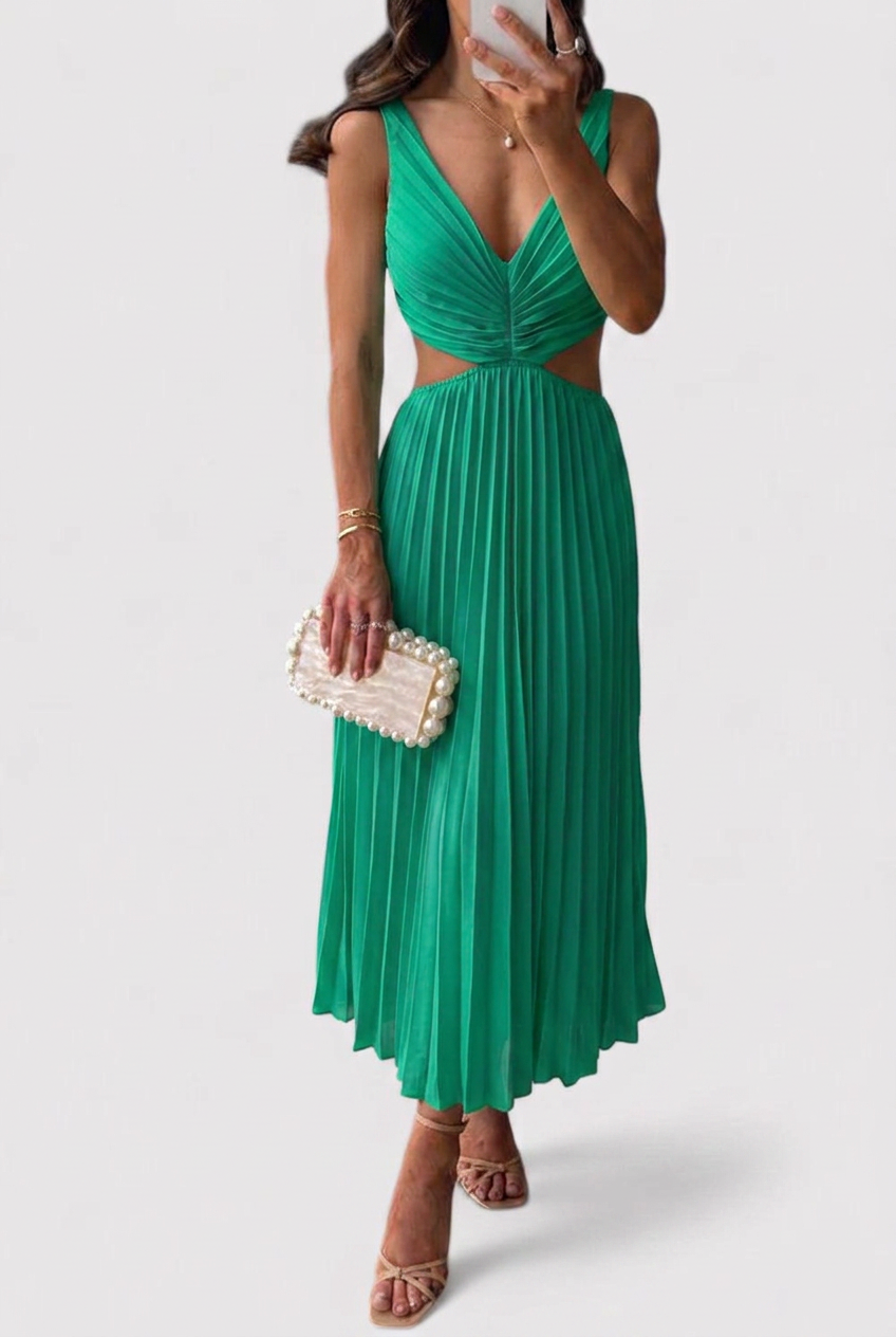 Marina Fletcher | Pleated Cutout Maxi Dress