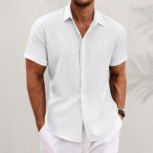 Luca Moretti | Premium Linen Blend Short Sleeve Shirt For Men