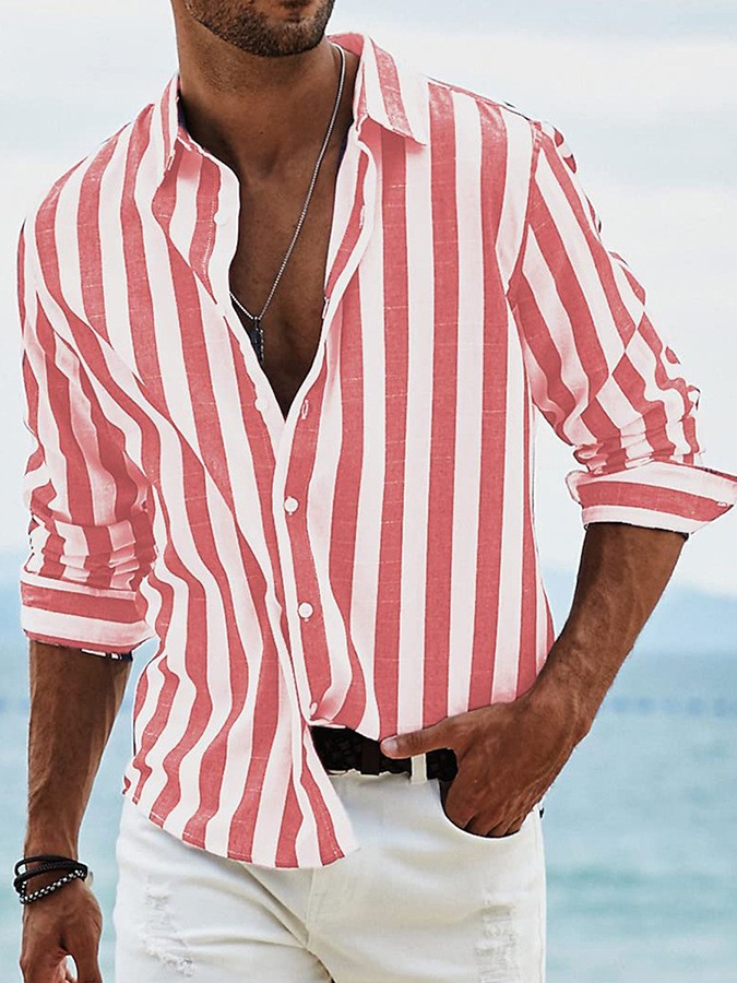Sebastian Laurent | Luxury Striped Linen Shirt For Men
