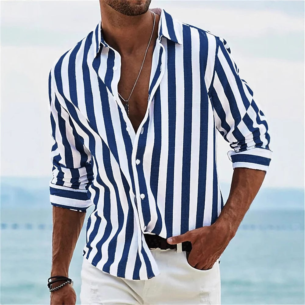 Sebastian Laurent | Luxury Striped Linen Shirt For Men