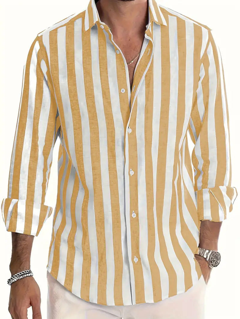 Sebastian Laurent | Luxury Striped Linen Shirt For Men