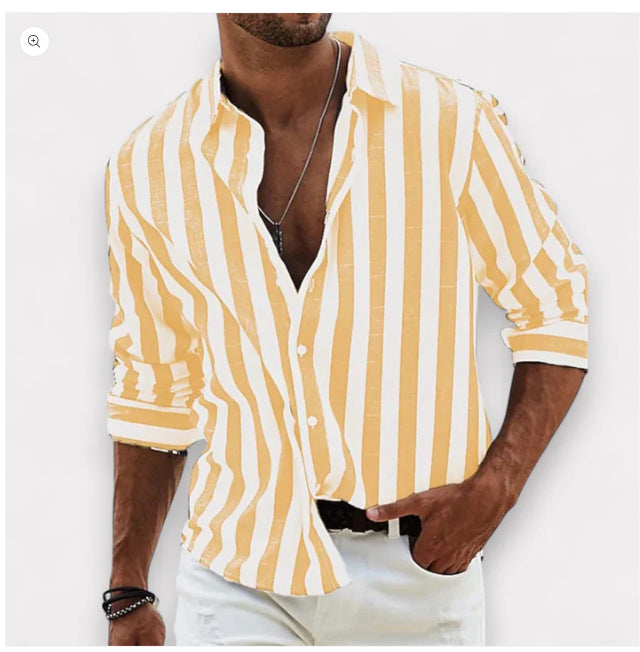 Sebastian Laurent | Luxury Striped Linen Shirt For Men