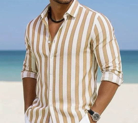 Sebastian Laurent | Luxury Striped Linen Shirt For Men