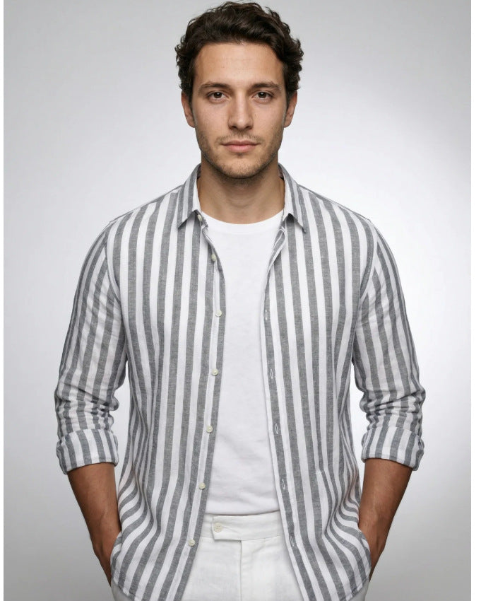 Sebastian Laurent | Luxury Striped Linen Shirt For Men