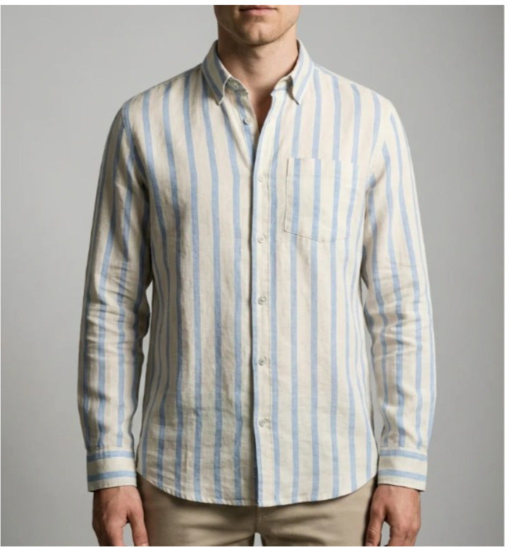 Sebastian Laurent | Luxury Striped Linen Shirt For Men
